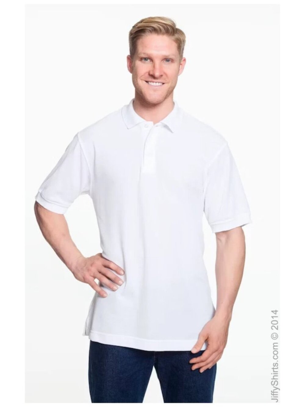Harriton Men's Blend-Tek White Polo